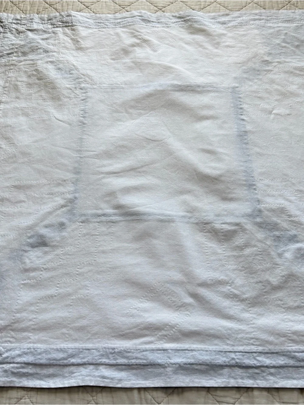 Vintage 35” Square Hand Quilted Tablecloth Table Topper Star Patchwork Cotton